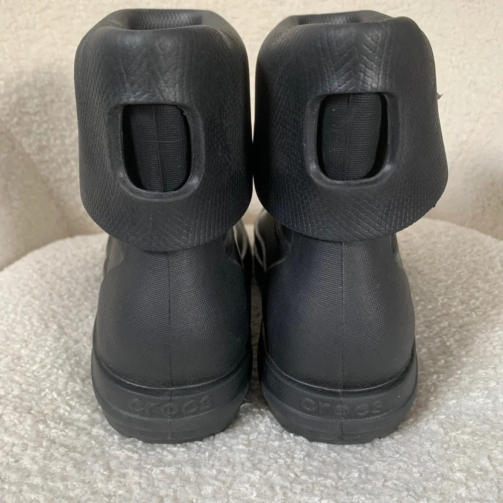 Crocs Allcast Rain Boots Black Mens 9 Rubber Waterproof Slip On Pull On Rainboot